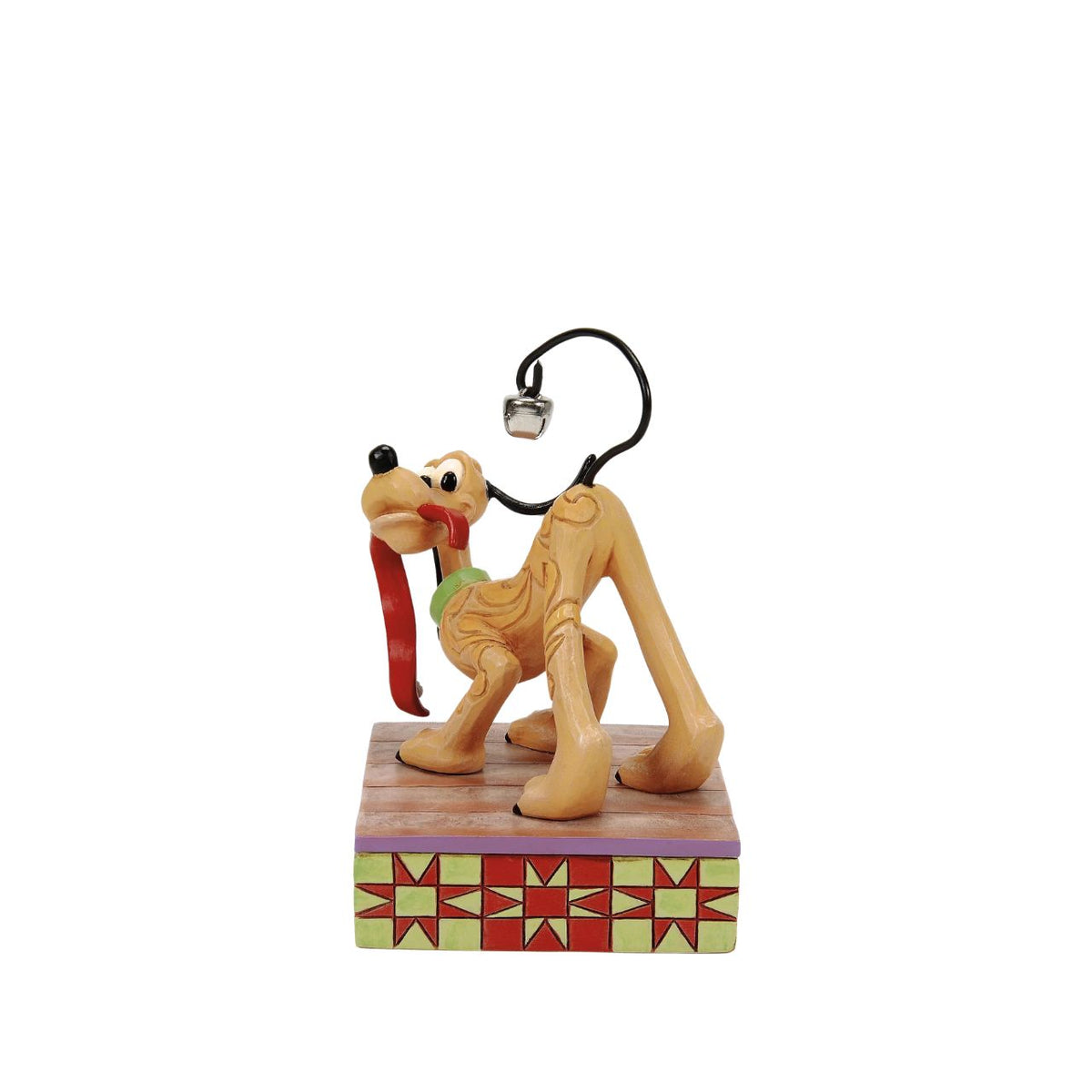 Celebrate Pluto's 95th anniversary with this enchanting Jim Shore scene, where Pluto conducts his own symphony of jingle bells, shaking a bell adorned collar and using his tail as an instrument.