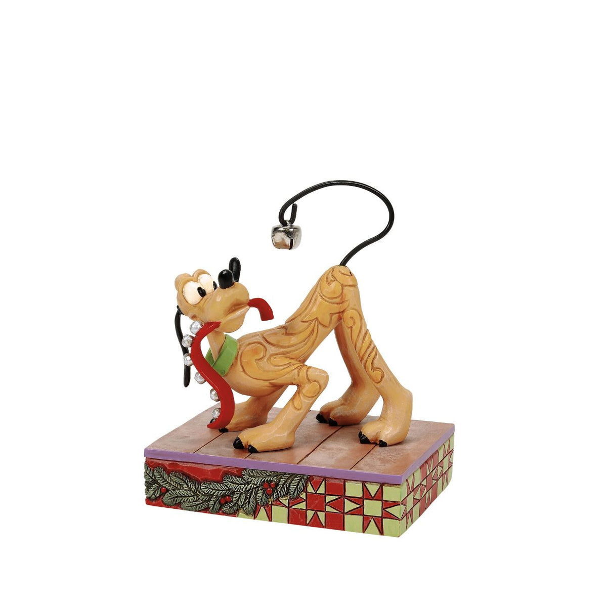Celebrate Pluto's 95th anniversary with this enchanting Jim Shore scene, where Pluto conducts his own symphony of jingle bells, shaking a bell adorned collar and using his tail as an instrument.