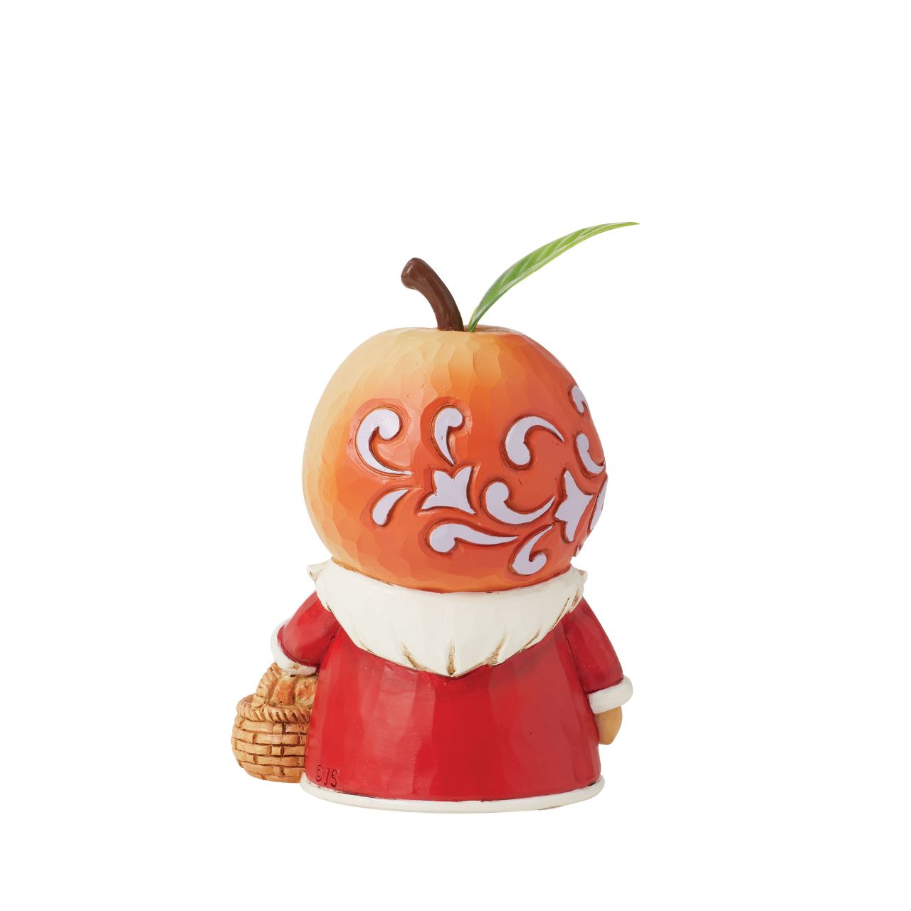 No one knows gnomes like Jim Shore. A master craftsman of the playful guardians, the beloved artist creates a new addition to his growing gnome collection. A peach inspired the gnomes fruit hat. A little basket in hand for picking a peck of peaches.