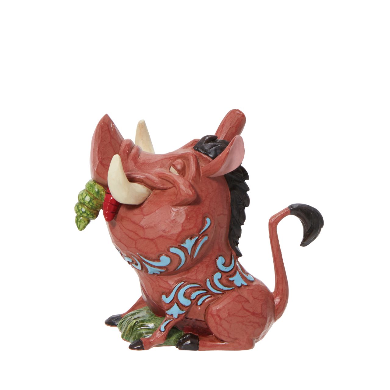 Pumba from the classic 1994 film The Lion King has been immortalised in this mini figurine. Designed by award winning artist Jim Shore, hand crafted using high quality cast stone and hand painted. Packaging: Full colour, fully branded gift box with photo.