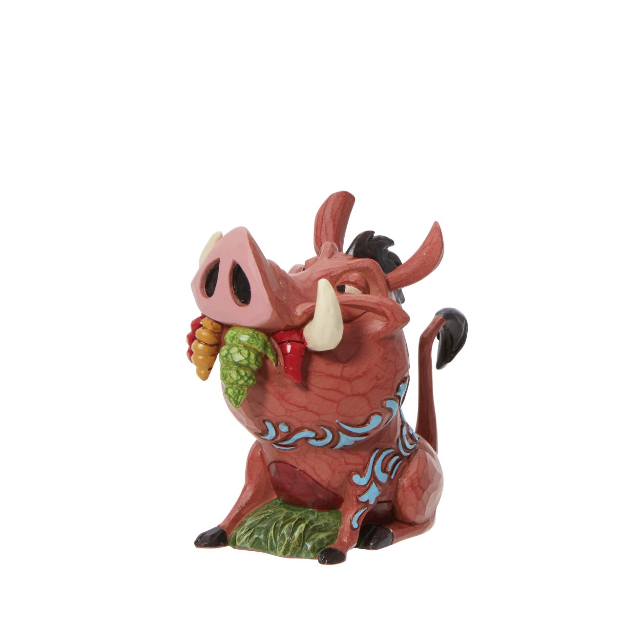 Pumba from the classic 1994 film The Lion King has been immortalised in this mini figurine. Designed by award winning artist Jim Shore, hand crafted using high quality cast stone and hand painted. Packaging: Full colour, fully branded gift box with photo.