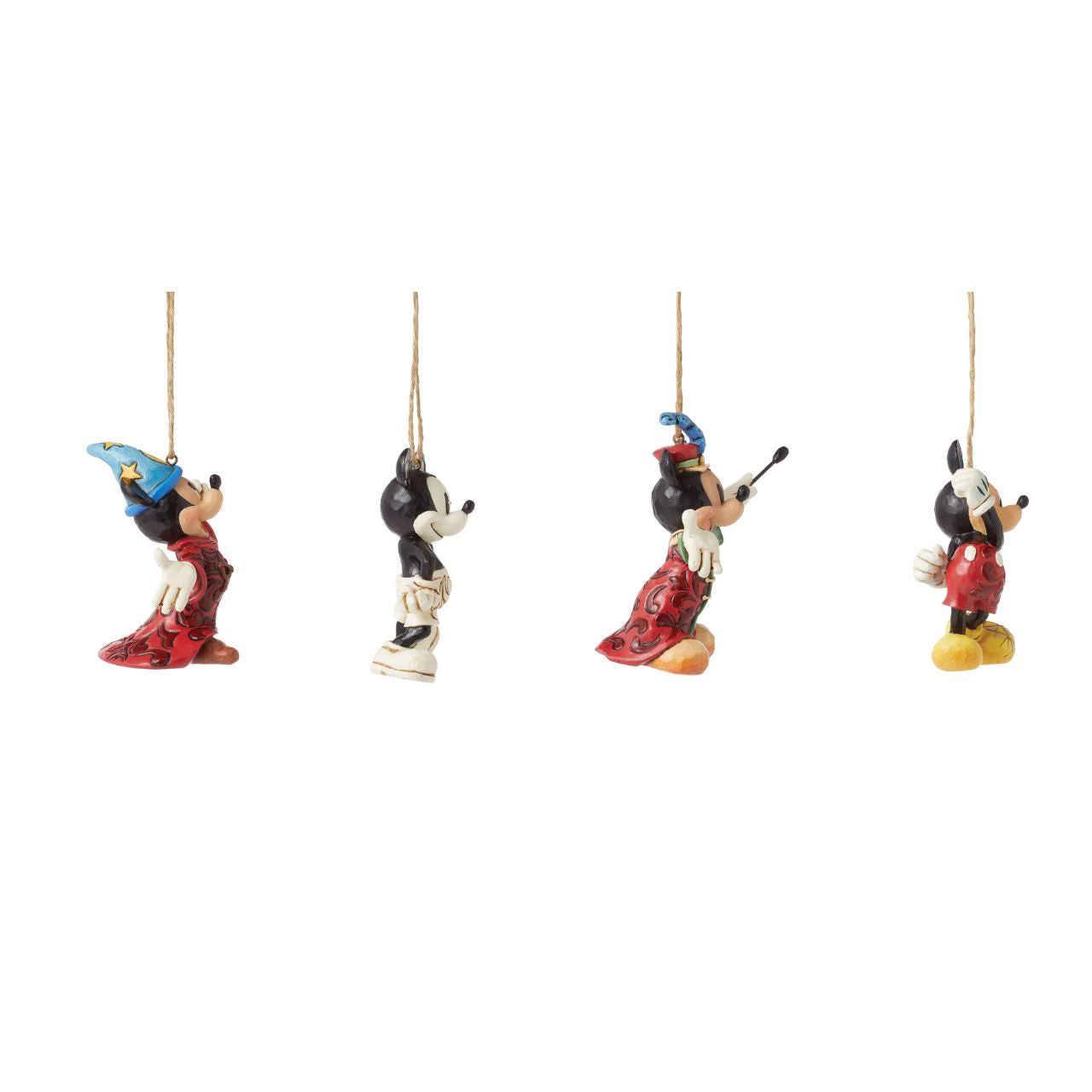 This set of four hanging ornaments feature the iconic Mickey mouse through the ages in some of his most recognisable roles.
