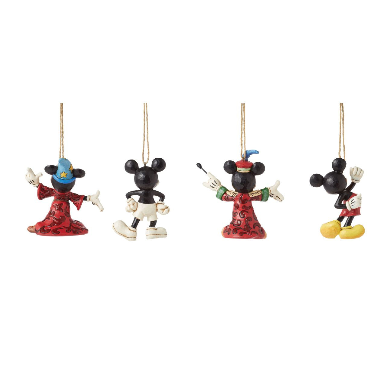 This set of four hanging ornaments feature the iconic Mickey mouse through the ages in some of his most recognisable roles.
