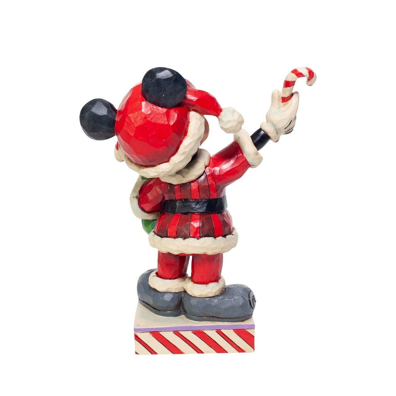 Disney Mickey Mouse with Candy Canes Figurine  Dressed in a Santa suit, Mickey masquerades as the holiday titan. Delivering candy canes to all the nice people he knows, he brings the spirit of Christmas wherever he goes. Celebrate the most wonderful time of the year with Disney by Jim Shore.