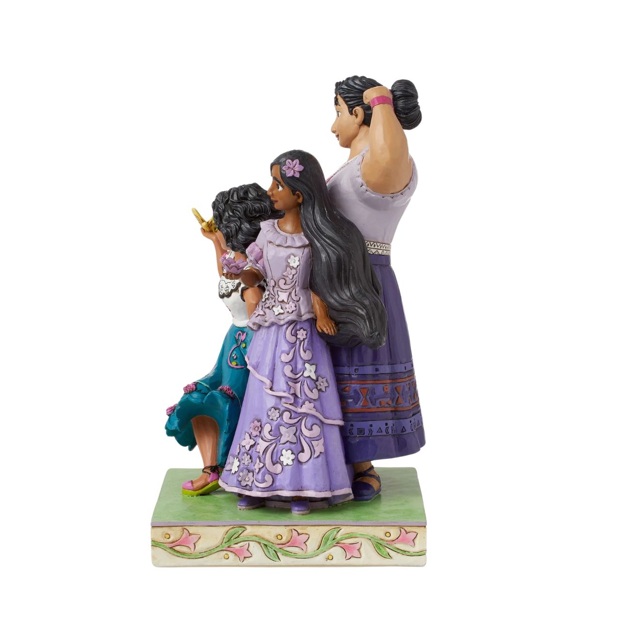 Life is full of colour and everyone has a gift. This special figurine features Mirabel, Isabella and Luisa from the hit Disney film, Encanto. The three sisters showing that they are truly "Stronger Together".