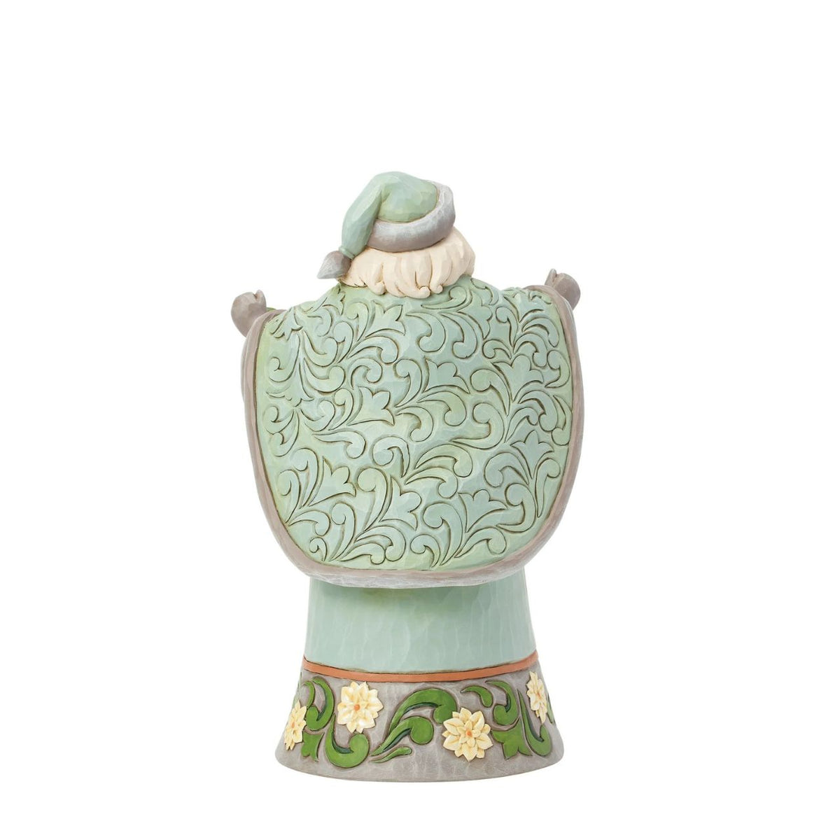 This joyful Santa is brimming with holiday cheer and jingle bells. Jim Shore's signature rosemaling patterns and rich colours bring depth and warmth to his festive coat. A charming way to ring in the magic of Christmas with every glance.