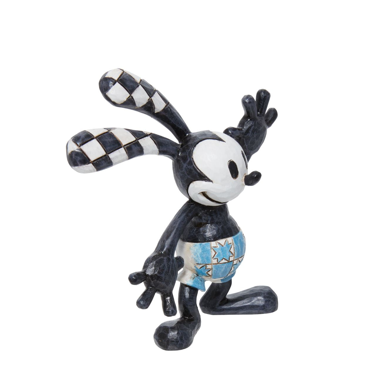 This cute piece of Disney's Oswald has been recreated as a collectible Mini Figurine. Designed by award winning artist Jim Shore, hand crafted using high quality cast stone and hand painted. 