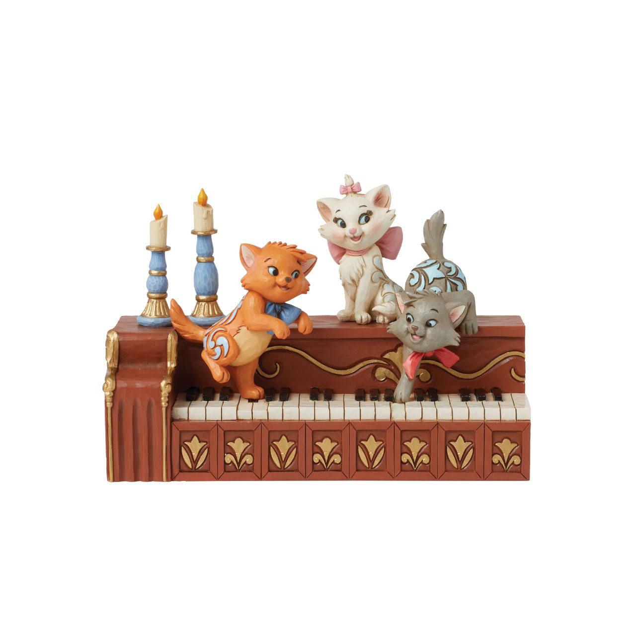 The mischievous but oh so cute kittens from Disneys Aristocats are ready play a tune. Berlioz, Marie and Toulouse are perched atop this piano, reminiscent of the iconic scene from the 1970 film, reimagined by Jim Shore as part of his Disney Traditions collections.