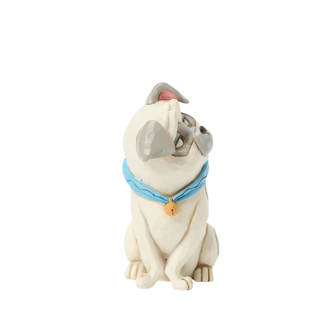 Celebrate the 30th anniversary of Pocahontas in 2025 with this charming Jim Shore bust of Percy, Ratcliffe's pampered pug. With his sassy expression, he sports a blue collar with a bell and features the artist's intricate rosemaling.