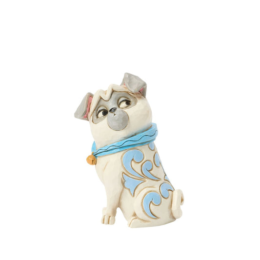 Celebrate the 30th anniversary of Pocahontas in 2025 with this charming Jim Shore bust of Percy, Ratcliffe's pampered pug. With his sassy expression, he sports a blue collar with a bell and features the artist's intricate rosemaling.