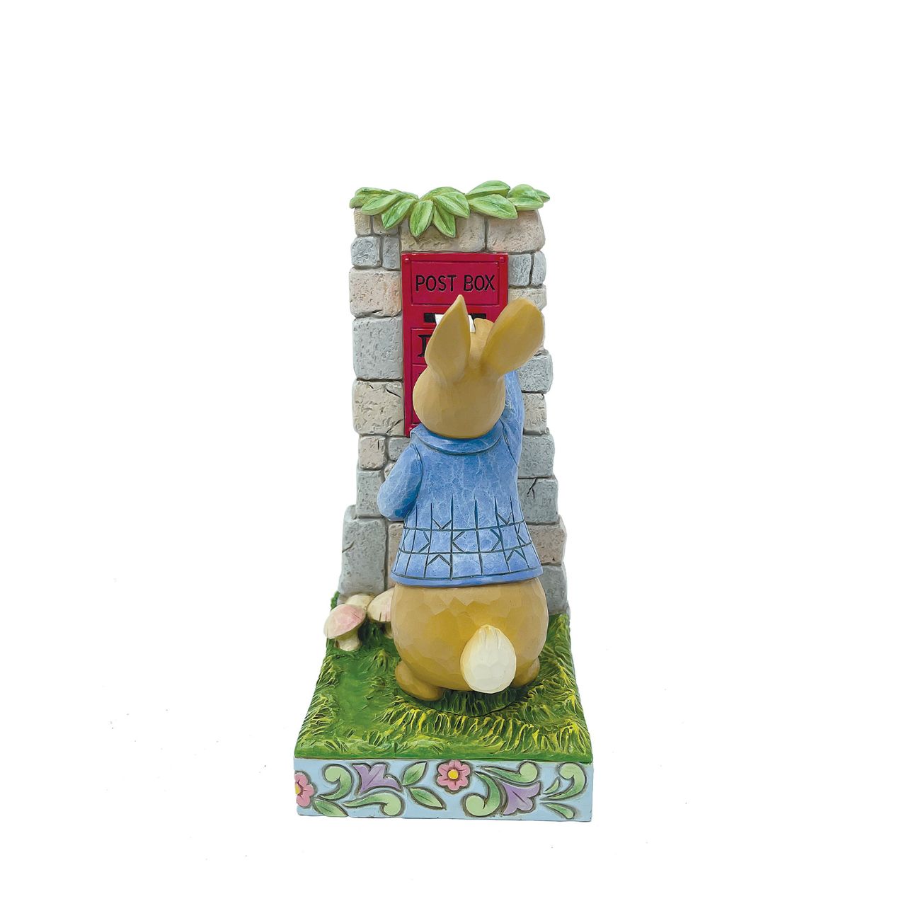 Peter Rabbit Posting Letters Figurine Made from cast stone. Packed in a branded gift box. Unique variations should be expected as this product is hand painted.