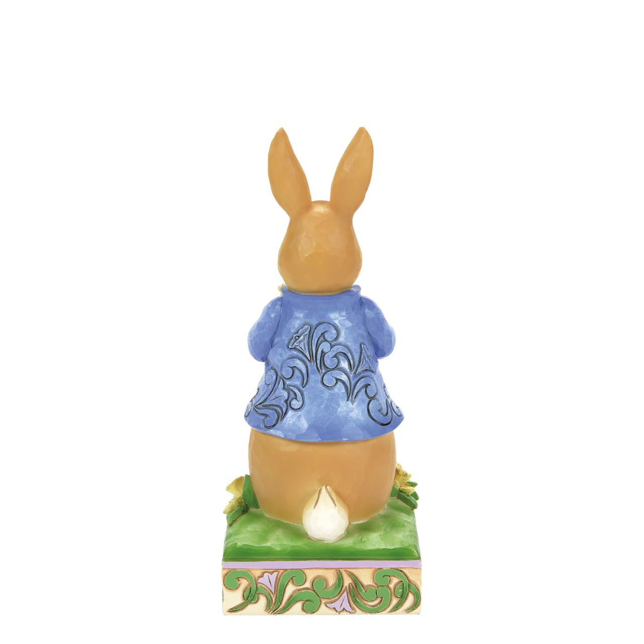 Peter Rabbit with Daffodils - Wearing his signature blue coat, Peter Rabbit blushes as he presents a bouquet of daffodils picked for you in this sweet design. Styled by Jim Shore, Peter's coat boasts rosemale petals as he stands on a decorated stage of springtime growth.