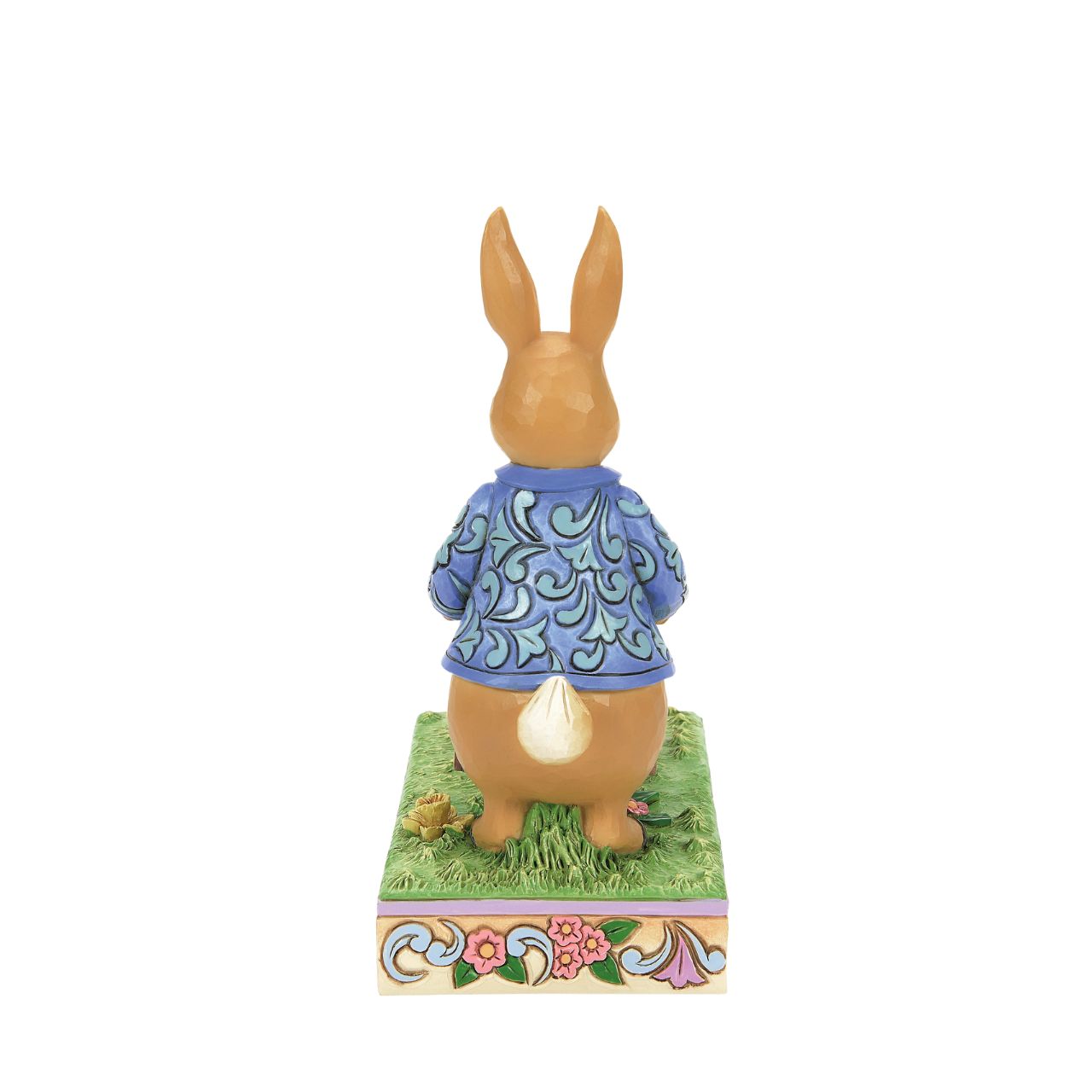 Peter Rabbit with Wheelbarrow of Flowers - Wearing his signature blue coat, Peter Rabbit pushes a wheelbarrow full of inviting flowers in this beautiful creation. Designed by Jim Shore, this creation features a wealth of inspired rosemale details, enchanting craftsmanship, and cheerful colour.