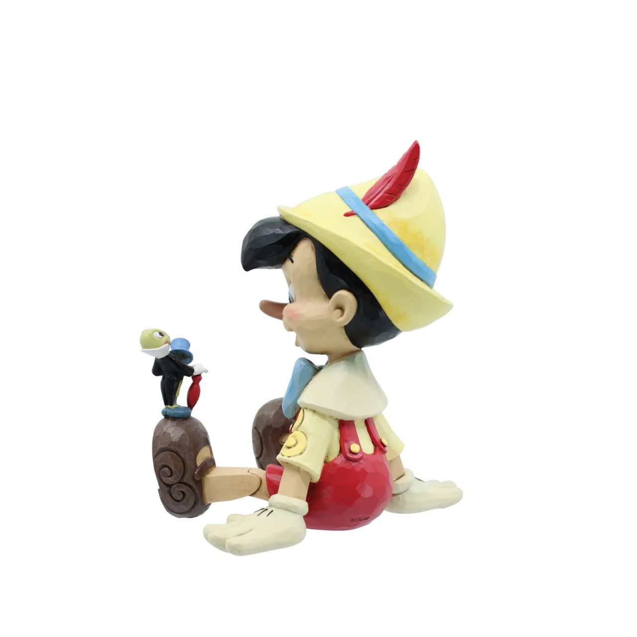 "Wishful and Wise" Jiminy Cricket is quite the dapper conscience in this design by Jim Shore, giving a tip o' his top hat as he smiles and gives his bestie Pinocchio a lesson about temptations.