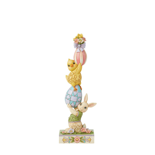 This stacked figurine is the perfect essence of Easter. Filled with spring colours and playful characters, it has been hand carved and painted for the Heartwood Creek collection by Jim Shore. Comes in fully branded packaging.