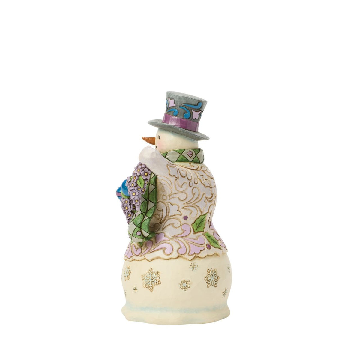 Bring a touch of heartwarming artistry to your home with this stunning 'Purple Snowman' figurine from the Heartwood Creek collection by Jim Shore. This charming piece perfectly encapsulates Jim Shore's distinctive folk-art aesthetic, blending classic snowman imagery with his signature use of colour and detailed craftsmanship.