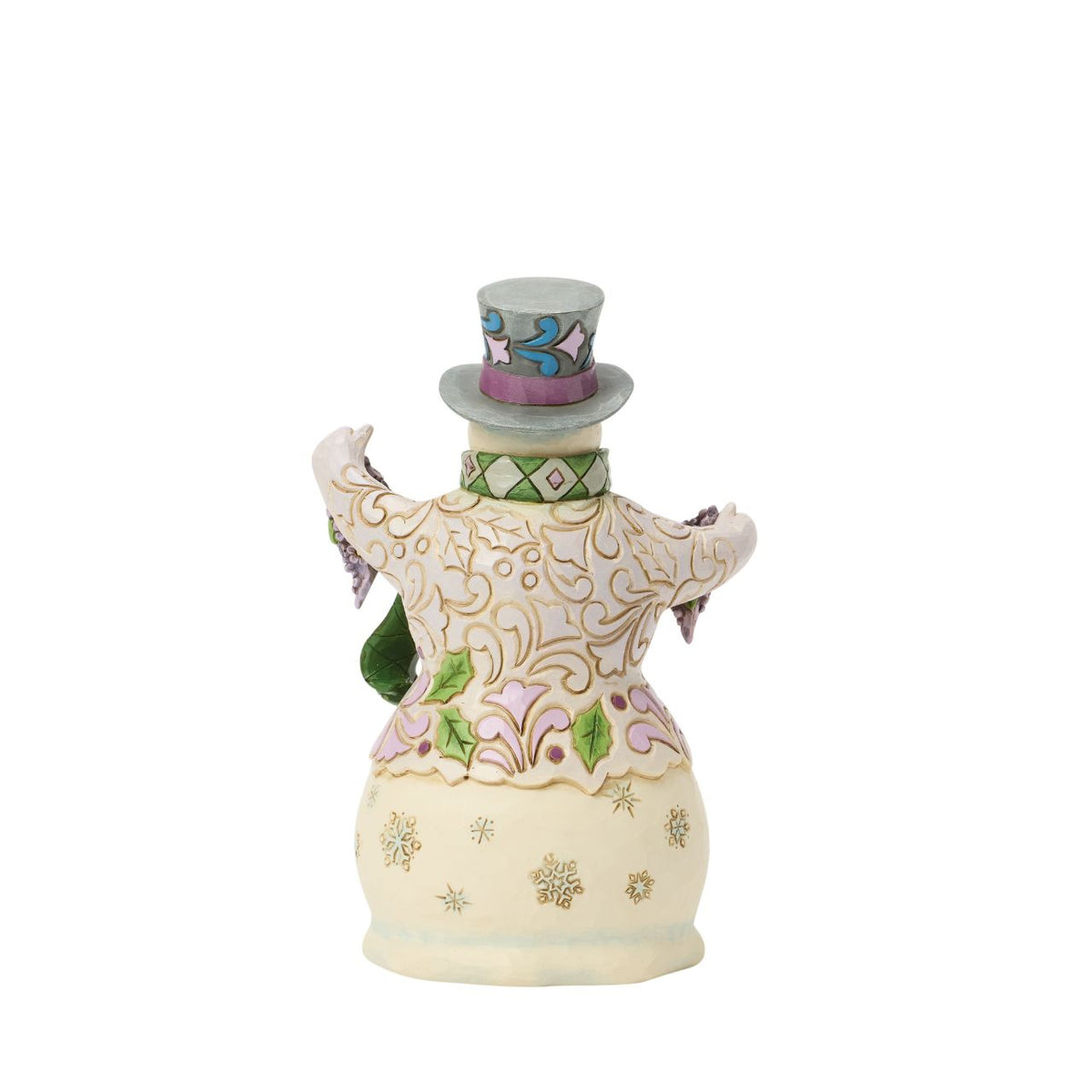 Bring a touch of heartwarming artistry to your home with this stunning 'Purple Snowman' figurine from the Heartwood Creek collection by Jim Shore. This charming piece perfectly encapsulates Jim Shore's distinctive folk-art aesthetic, blending classic snowman imagery with his signature use of colour and detailed craftsmanship.