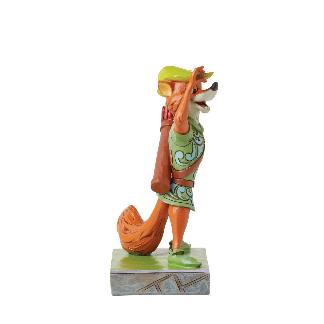 Robin Hood Personality Pose Made from cast stone. Packed in a branded gift box. Unique variations should be expected as this product is hand painted. Not a toy or children's product. Intended for adults.