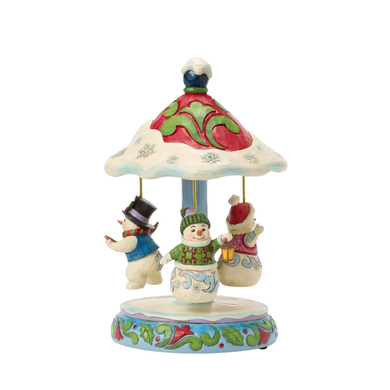 Bring festive fun to your Christmas display with this enchanting Snowman Carousel from Jim Shore's Heartwood Creek collection. A delightful gathering of cheerful snowmen twirl around a beautifully detailed carousel, capturing the joy and magic of winter.