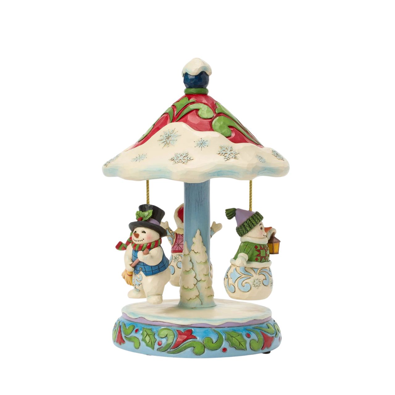 Bring festive fun to your Christmas display with this enchanting Snowman Carousel from Jim Shore's Heartwood Creek collection. A delightful gathering of cheerful snowmen twirl around a beautifully detailed carousel, capturing the joy and magic of winter.