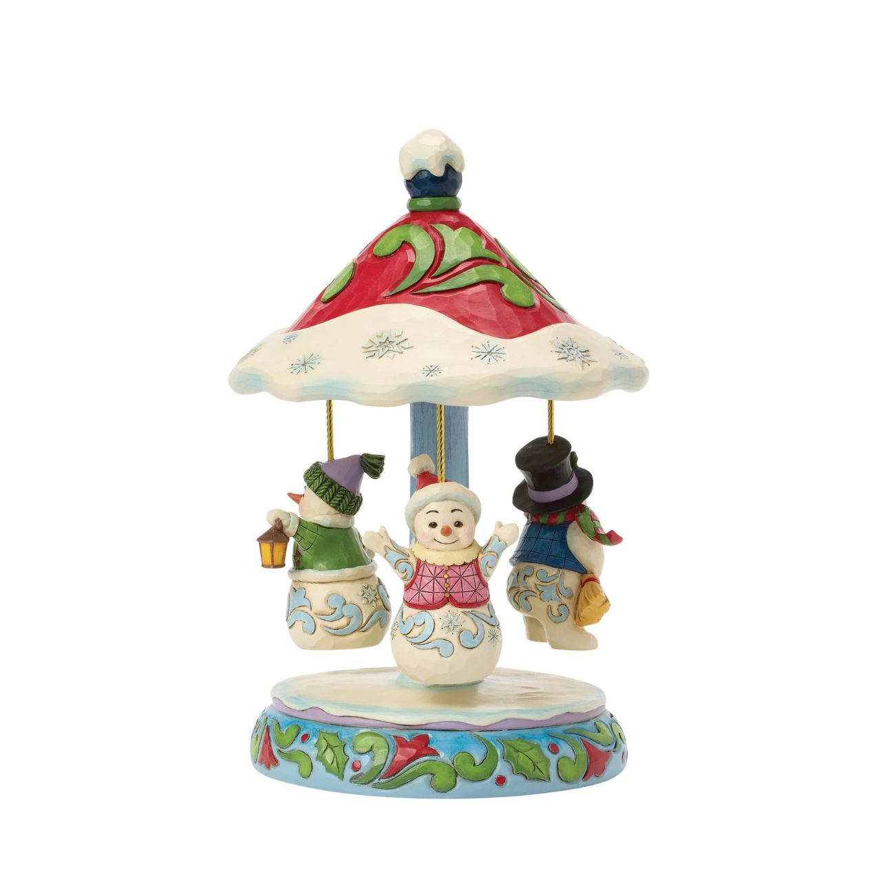 Bring festive fun to your Christmas display with this enchanting Snowman Carousel from Jim Shore's Heartwood Creek collection. A delightful gathering of cheerful snowmen twirl around a beautifully detailed carousel, capturing the joy and magic of winter.