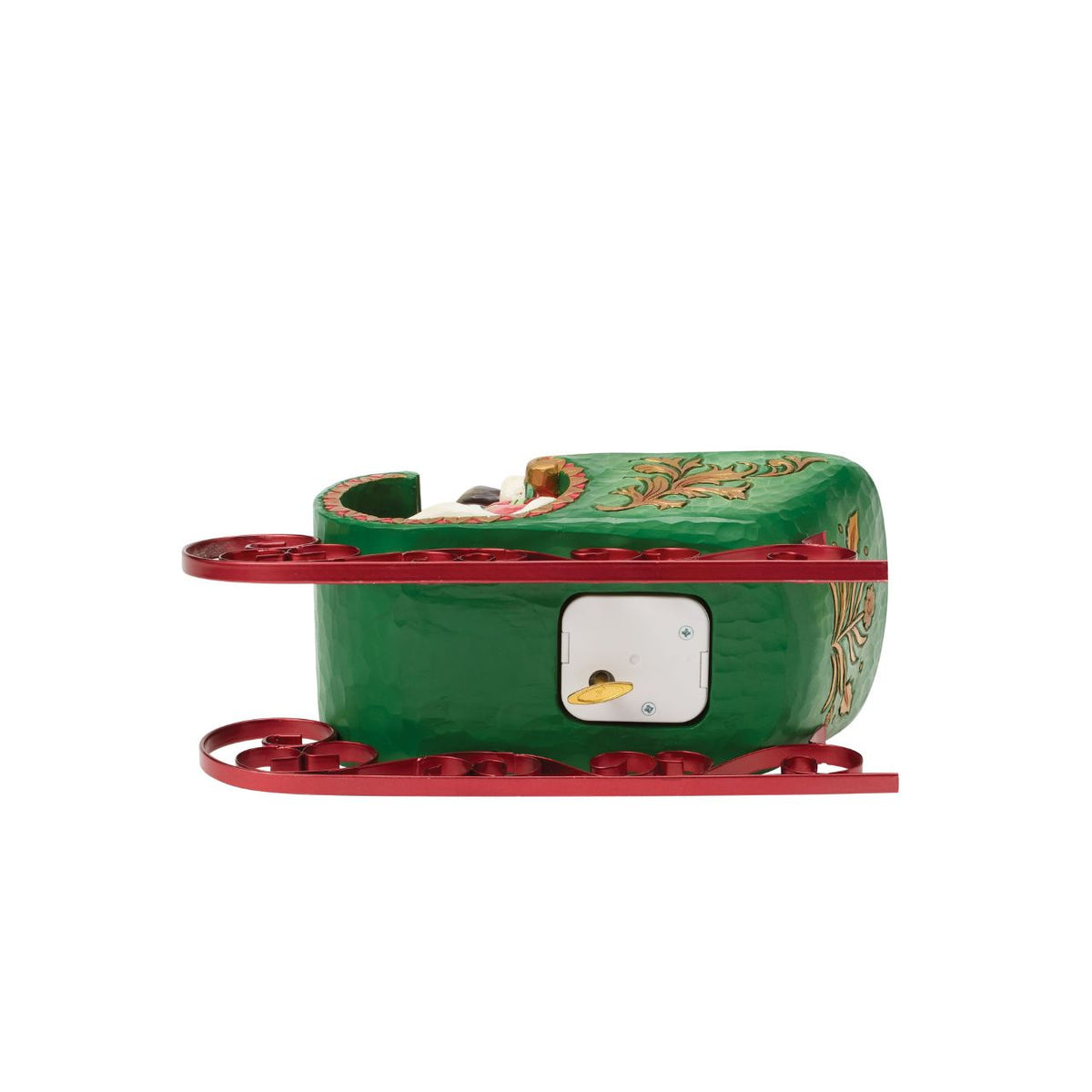 Capture the joy and wonder of the festive season with this Special Edition Santa from Jim Shore's Heartwood Creek collection. Sweeping through sparkling winter snow in an ornate sleigh, Santa brings holiday cheer to life while a wind-up musical feature plays the beloved tune of "Jingle Bells".