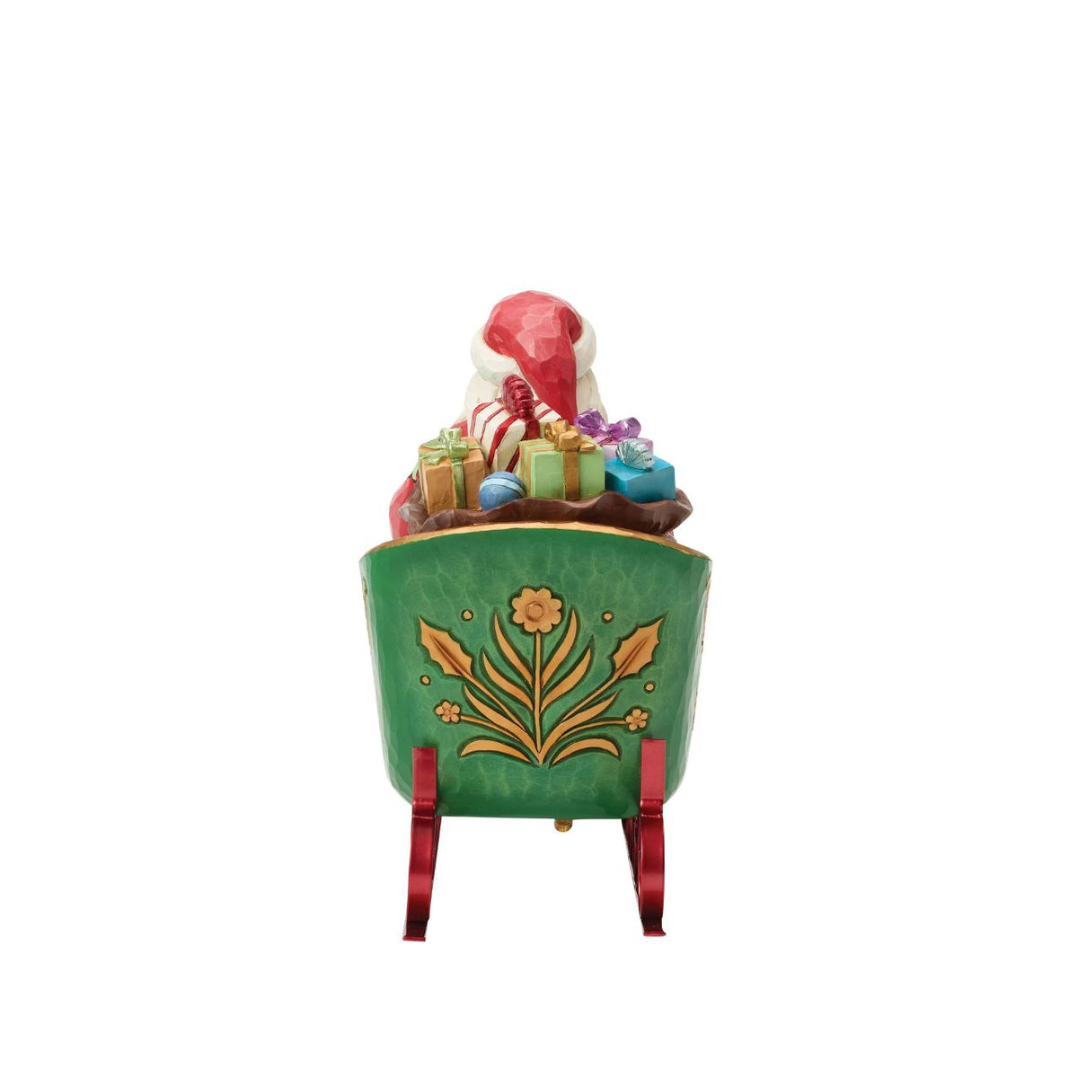 Capture the joy and wonder of the festive season with this Special Edition Santa from Jim Shore's Heartwood Creek collection. Sweeping through sparkling winter snow in an ornate sleigh, Santa brings holiday cheer to life while a wind-up musical feature plays the beloved tune of "Jingle Bells".