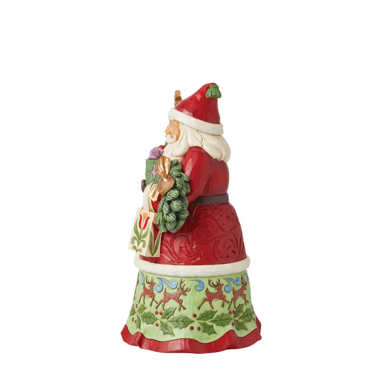 Santa is ready to deliver this Christmas. Hand painted, this figurine features Santa with arms full of gifts and is the perfect addition to any festive display. Comes in fully branded packaging.