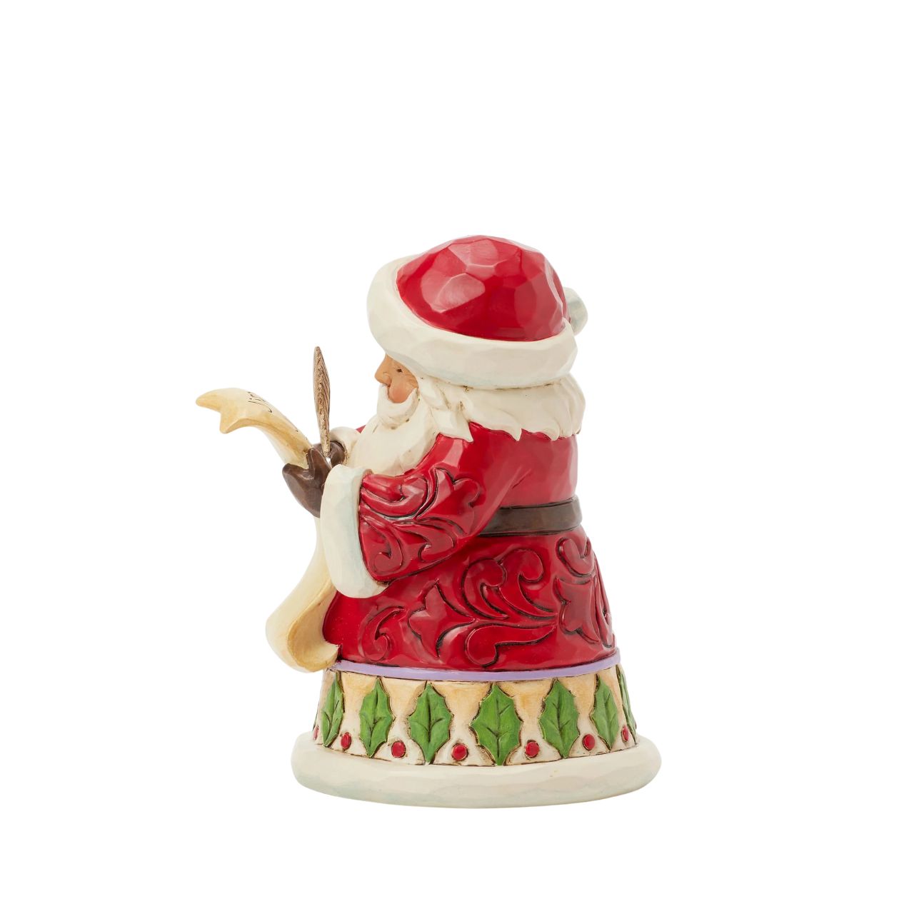 This enchanting Jim Shore miniature Santa wears intricate rosemaling and festive holly as he updates his list, ensuring everyone has a chance to make the nice list. With holiday spirit, he brings anticipation and joy to your holiday celebrations.