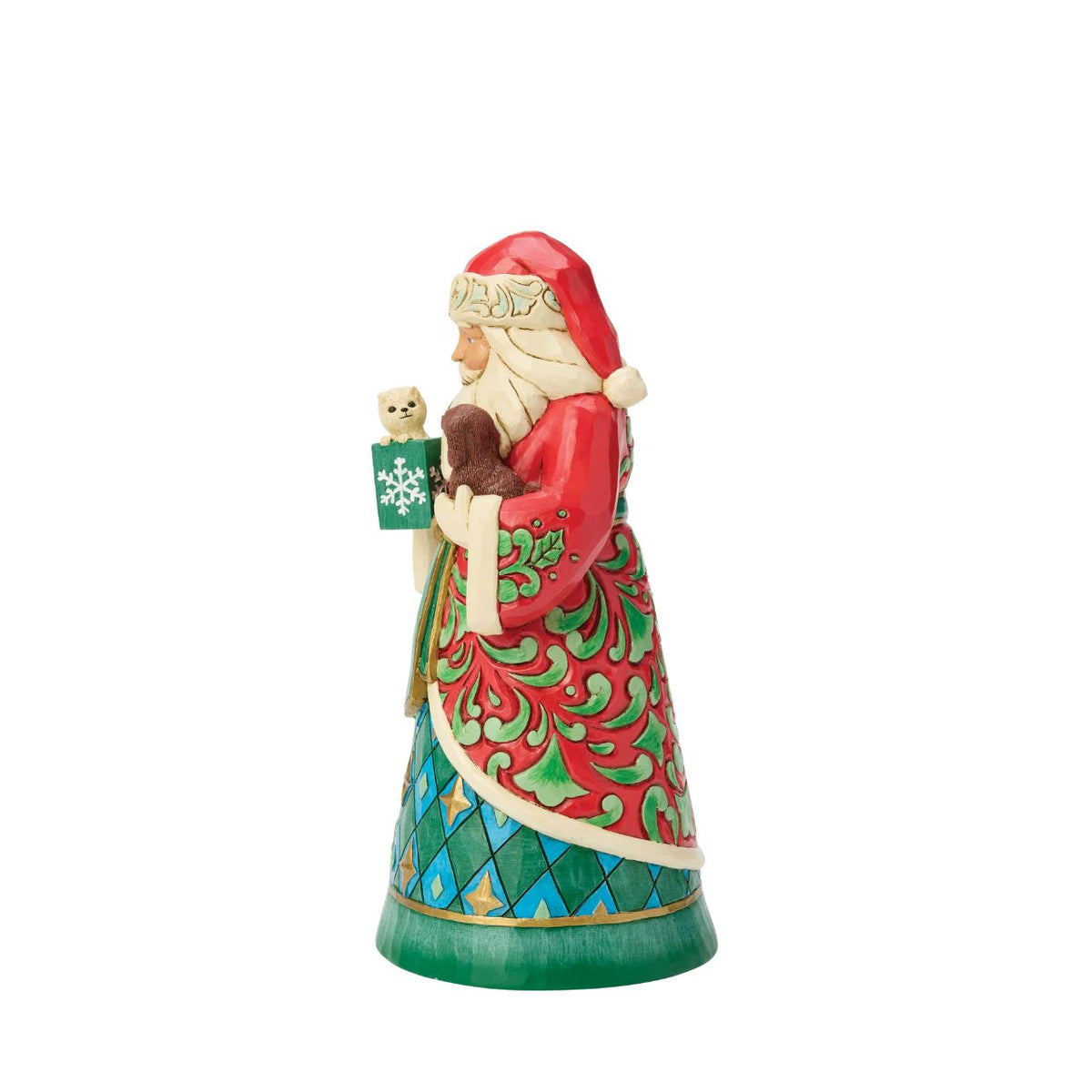 This sweet Santa is joined by his furry friends, each one brimming with personality and sweetness. Jim Shore's artistry captures the joy our pets bring to the season, and inspires us to spread cheer. A perfect gift for animal lovers at Christmastime.