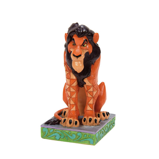 The Lion King Scar Personality Pose  In celebration of The Lion King's 30th anniversary, beloved artist, Jim Shore, presents an inspired sculpt of everyone's favourite villainous uncle, Scar. With patchwork patterning and his classic sneer, this creation captures the beast.