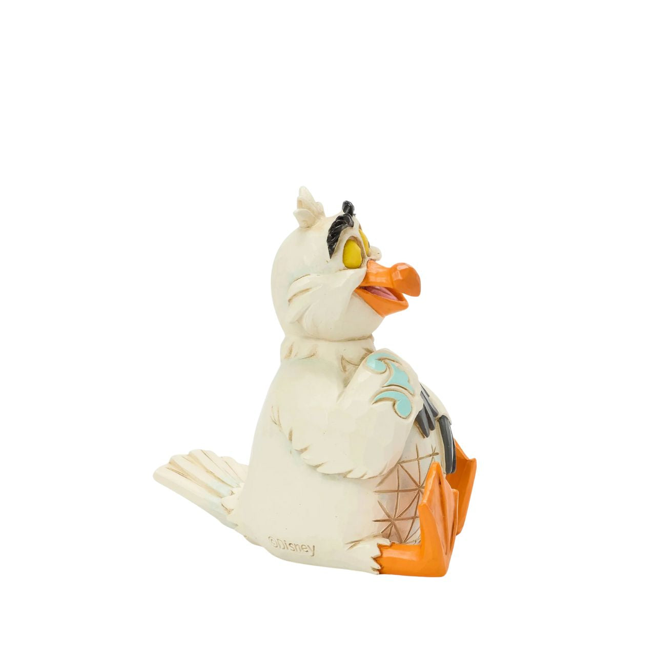 This Jim Shore miniature features Scuttle, the eccentric Seagull from The Little Mermaid, with vibrant rosemaling and charming patchwork details. With a bright smile and playful expression, you can almost hear his joyful laugh.