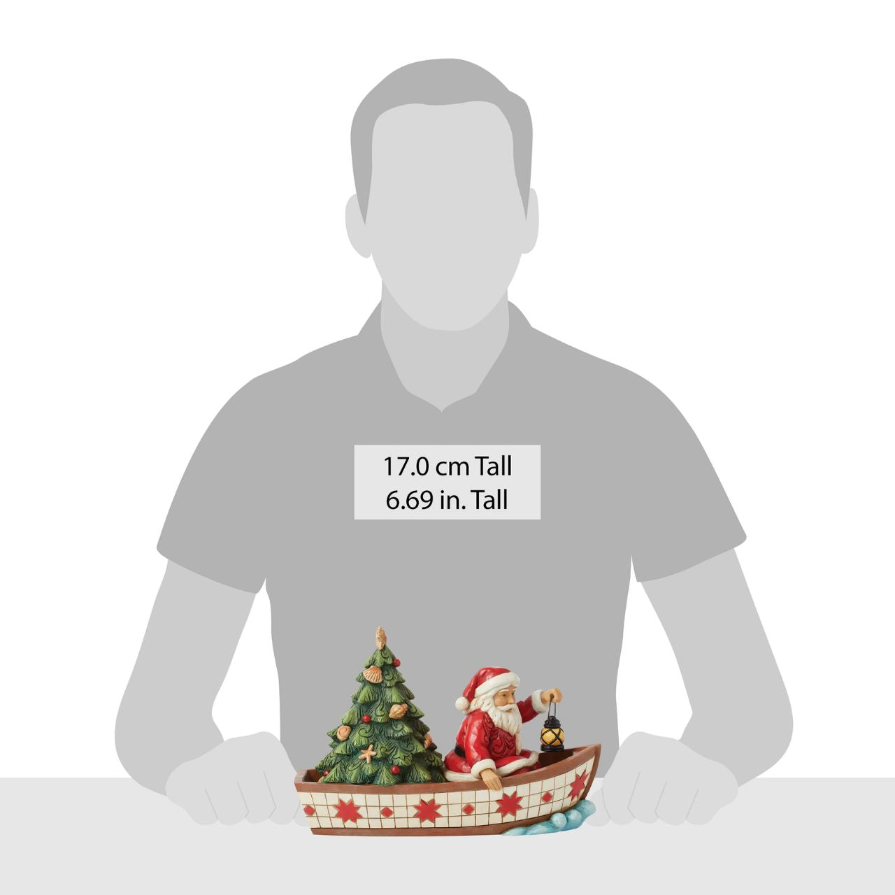 Santa Claus delivers to everywhere in the world. Sometimes he uses other means of transportation than his reindeer sleigh. For coastal deliveries, Santa utilizes a gorgeous red and white boat complete with shell adorned tree and guiding lantern.
