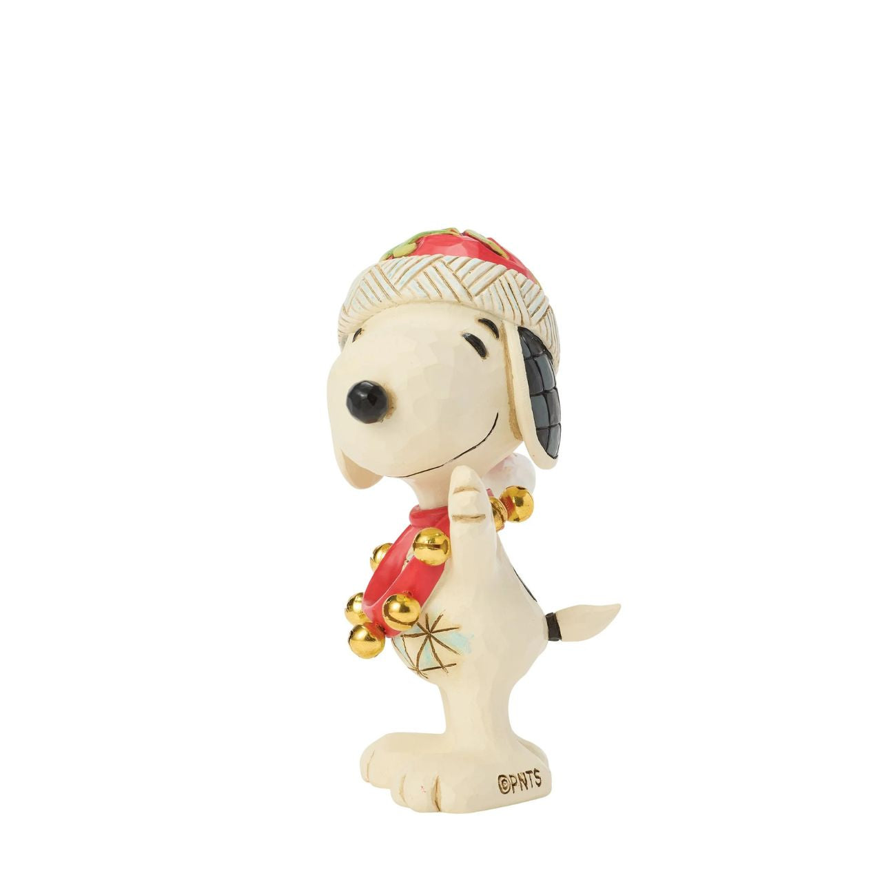 Wearing a festive Santa hat with swirling details, Snoopy jingles in holiday style with festive bells in this Jim Shore figurine. Compact and colourful, it brings a half pint helping of Peanuts cheer to your Christmas display.