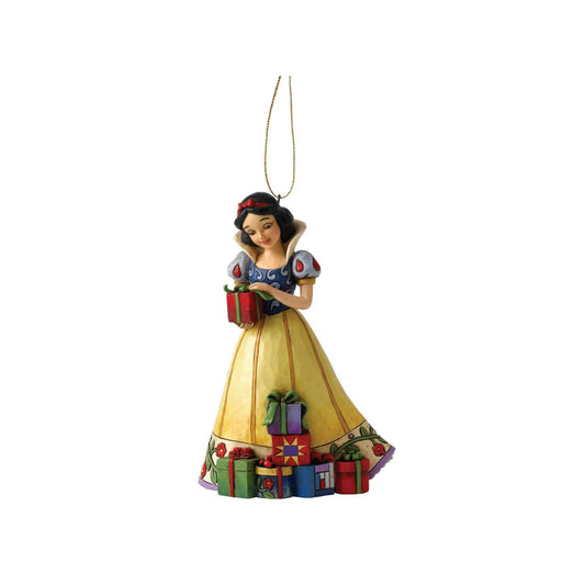 Disney Traditions combines the magic of Disney with the festive artistry of Jim Shore. This Snow White cast stone hanging ornament is sure to add Disney's magic to your Christmas tree. Unique variations should be expected as this product is hand painted. Packed in a branded gift box. Not a toy or children's product. Intended for adults only.