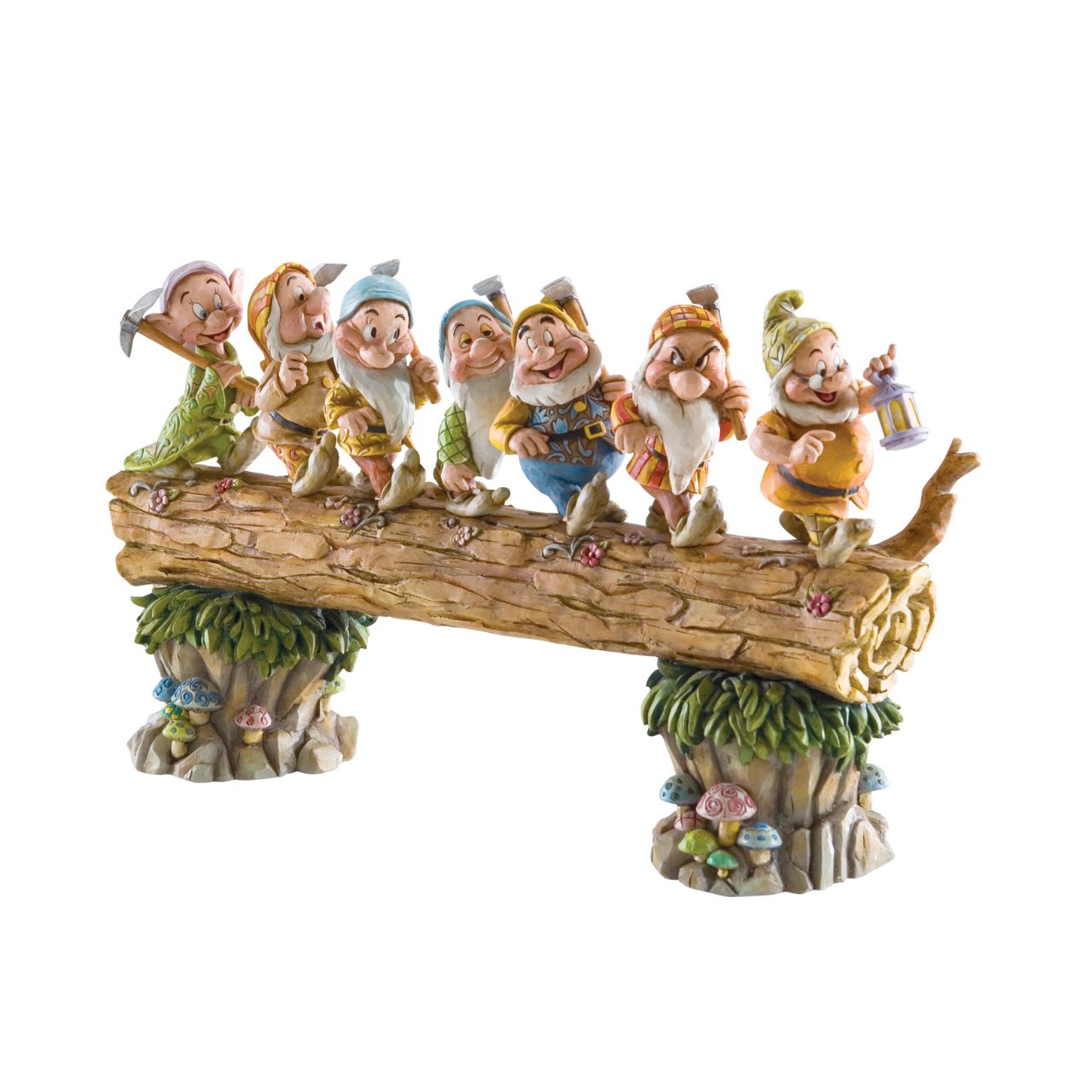Disney Traditions Homeward Bound Seven Dwarfs Figurine  Homeward Bound captures a very memorable scene from the classic Snow White animation; the lovable 7 Dwarfs return home to find an unexpected house guest: a sleeping Princess.