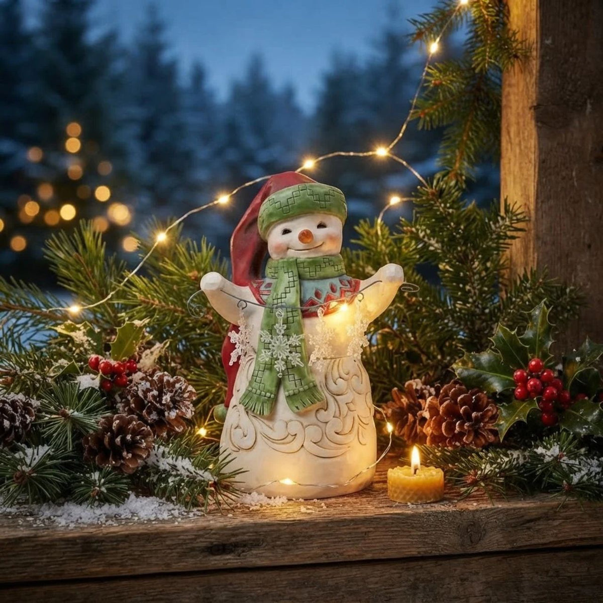 Jim Shore Snowman with Snowflake Garland Figurine