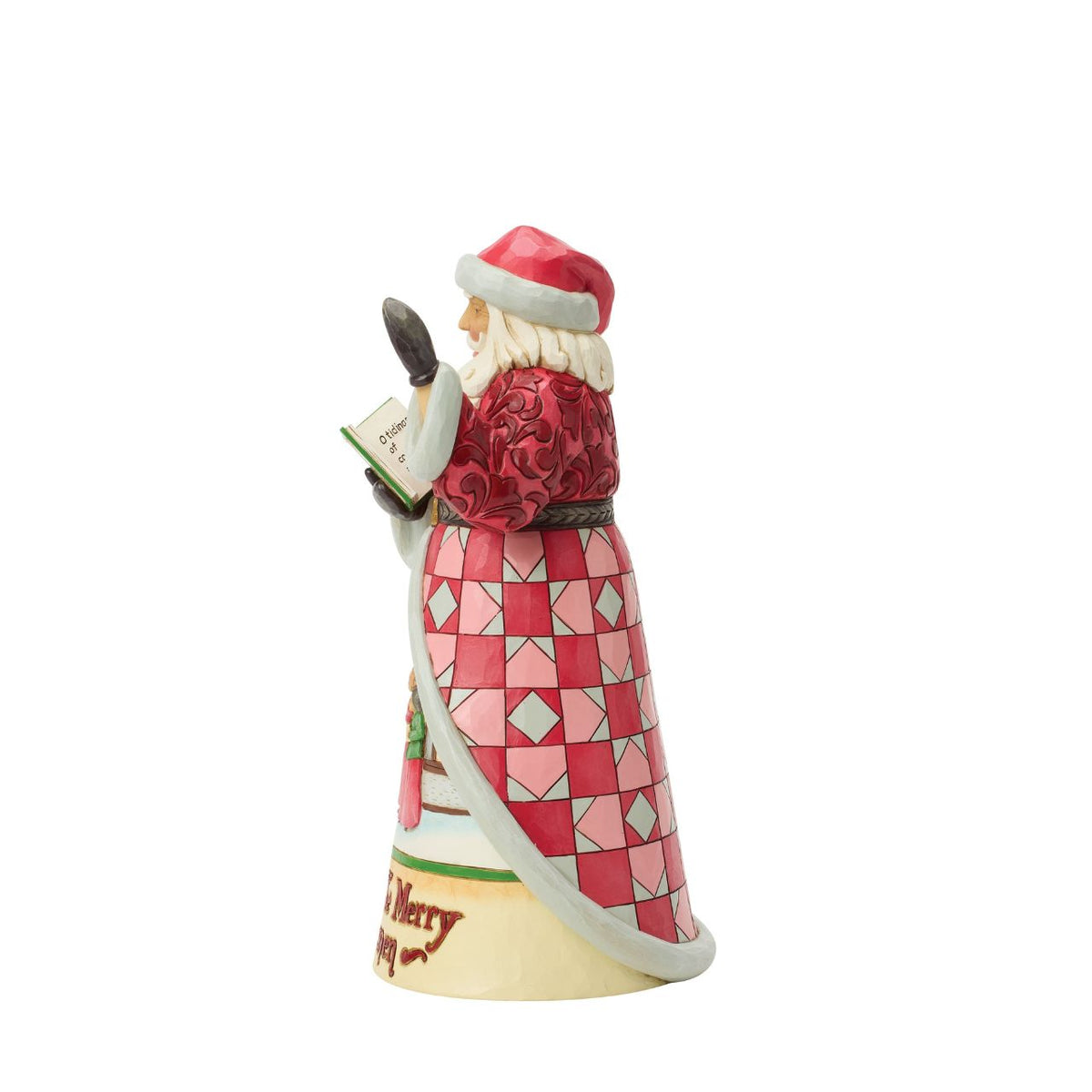 Celebrate the joy of Christmas music with this beautifully crafted Santa from Jim Shore’s Heartwood Creek collection. As Santa sings along, his richly detailed cloak reveals a charming Christmas carolling scene, accompanied by the traditional melody of “God Rest Ye Merry Gentlemen”.