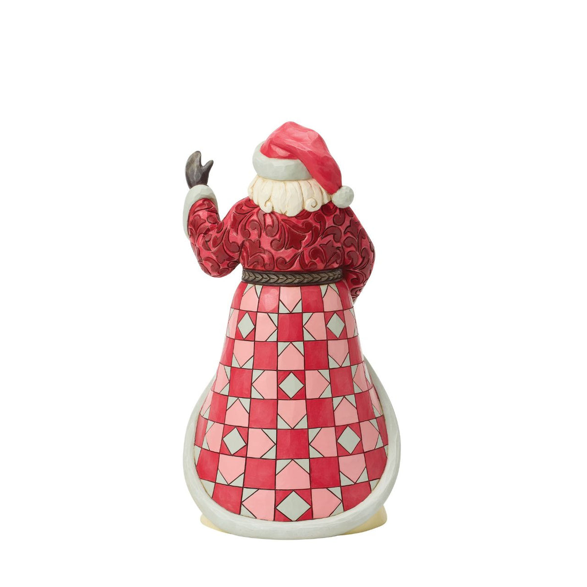 Celebrate the joy of Christmas music with this beautifully crafted Santa from Jim Shore’s Heartwood Creek collection. As Santa sings along, his richly detailed cloak reveals a charming Christmas carolling scene, accompanied by the traditional melody of “God Rest Ye Merry Gentlemen”.