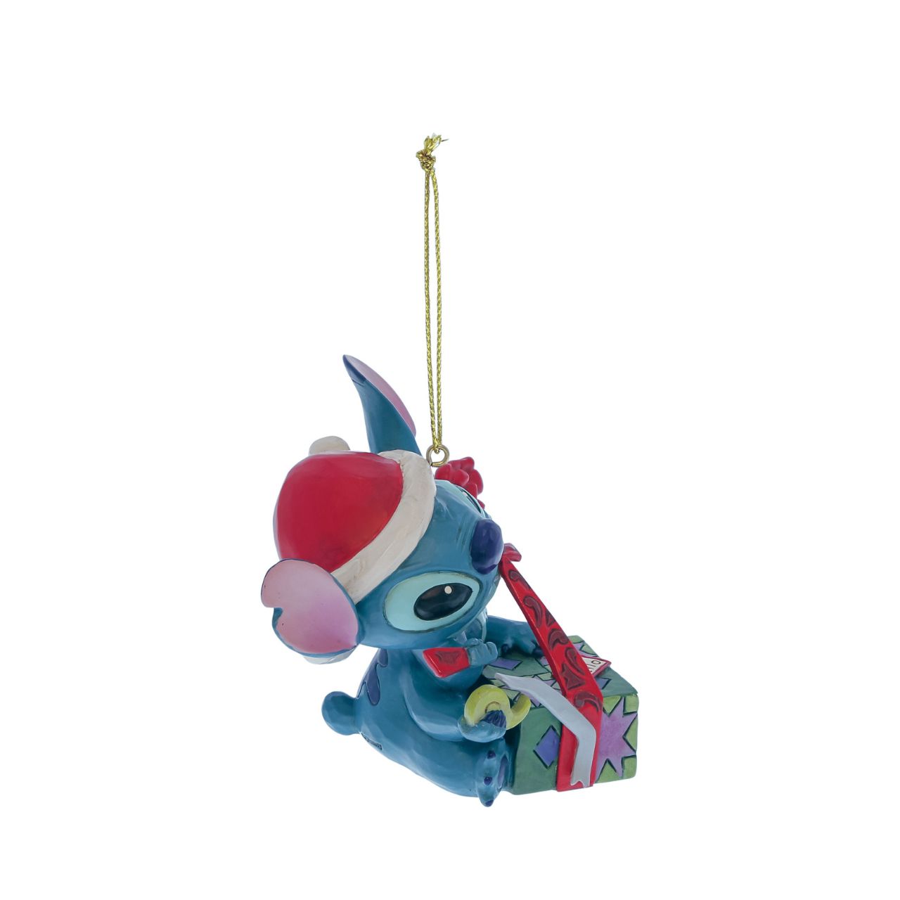 Stitch is eager to get to his gift this Christmas morning. This cute hanging ornament is the perfect addition to your tree and captures the excitement of seeing what Santa has brought.