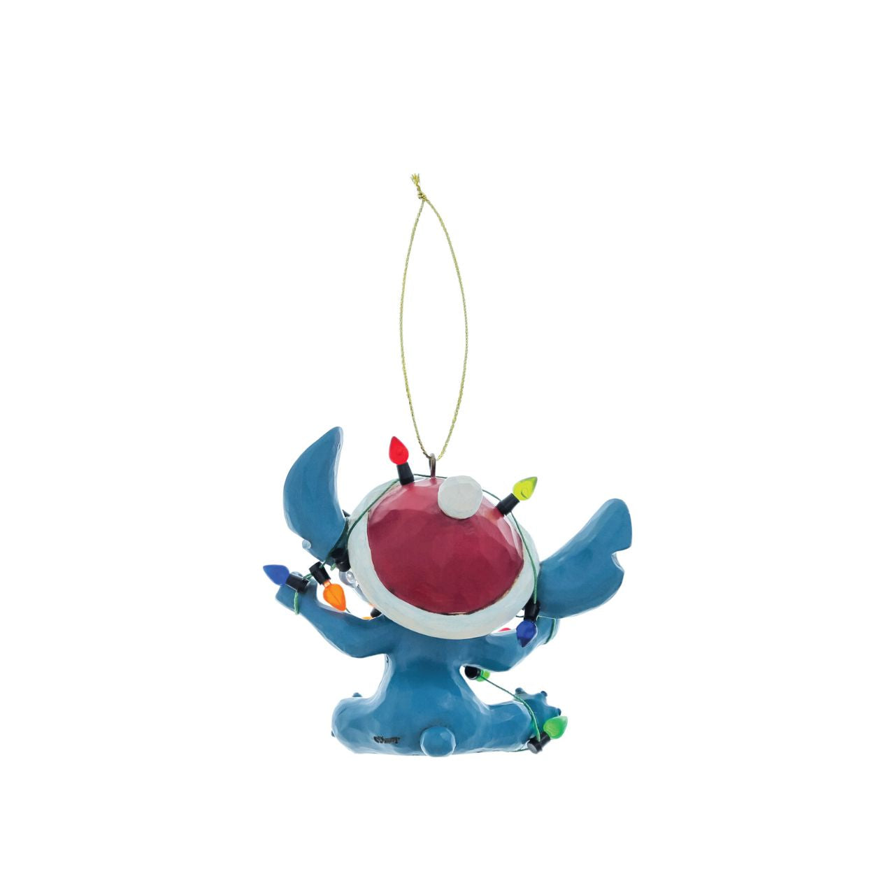 Stitch is getting into the Christmas spirit and also into a little bit of a mess. Wrapped in his Christmas lights, Stitch is a great hanging ornament for your Christmas tree.
