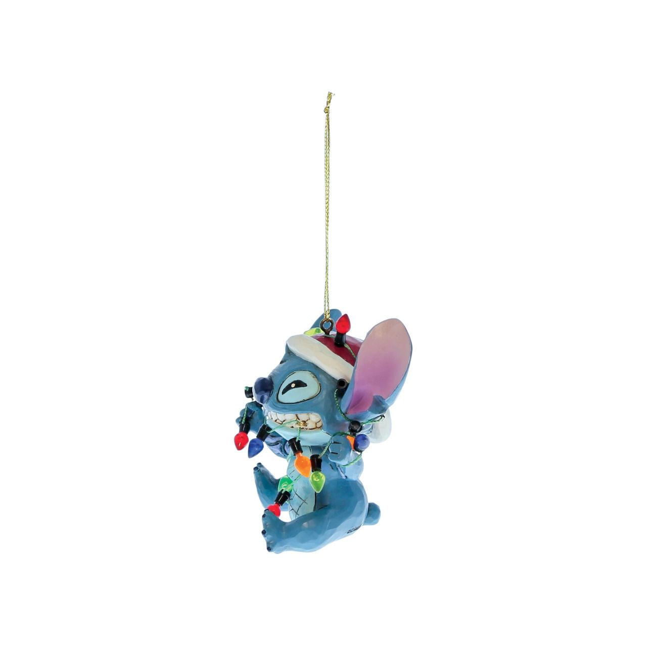 Stitch is getting into the Christmas spirit and also into a little bit of a mess. Wrapped in his Christmas lights, Stitch is a great hanging ornament for your Christmas tree.