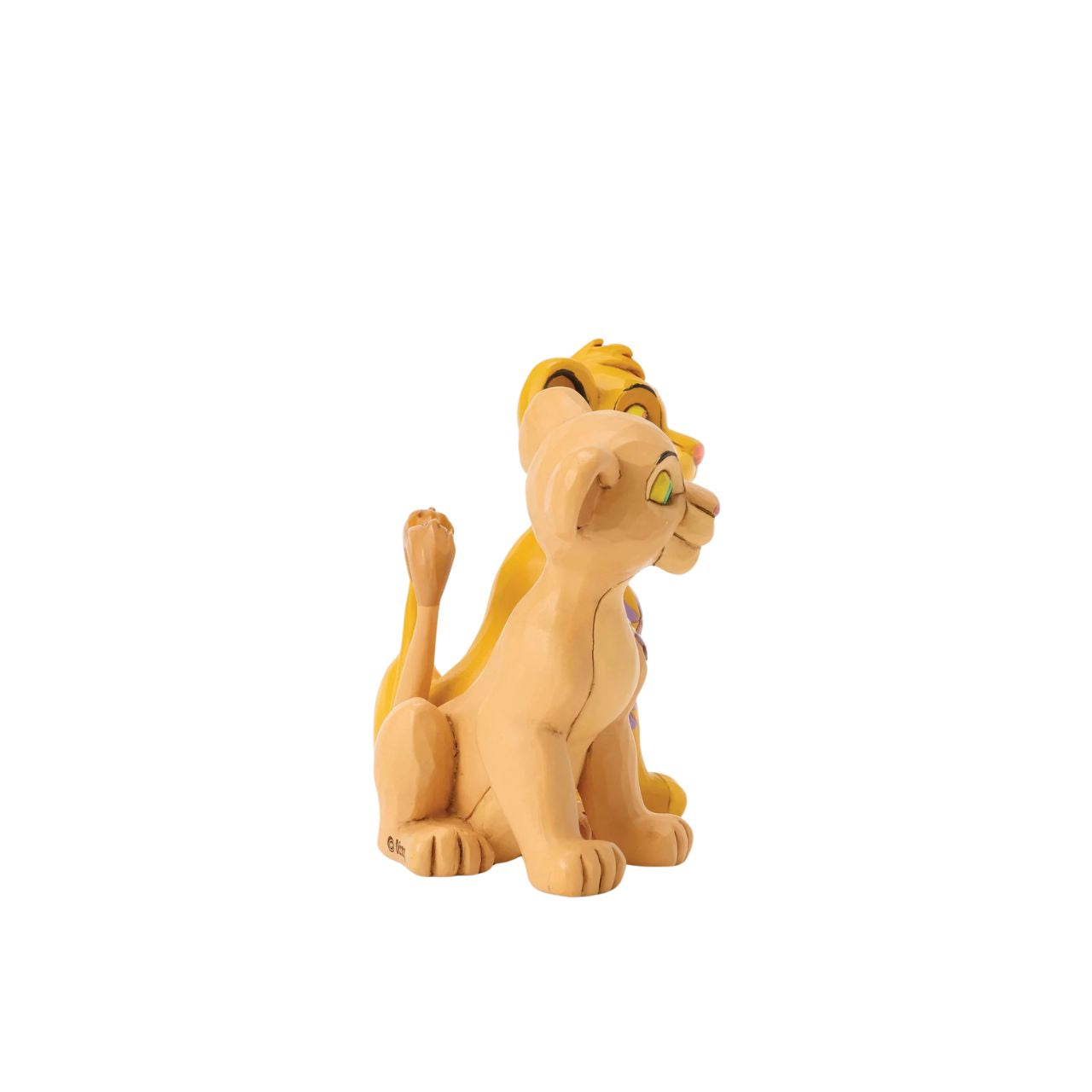 Celebrate the circle of love with Simba and Nala from Disney's Lion King, with this charming Jim Shore design featuring the young pair. Their tails form a heart as they sit close, adorned with Jim Shore's signature rosemaling and floral flourishes.