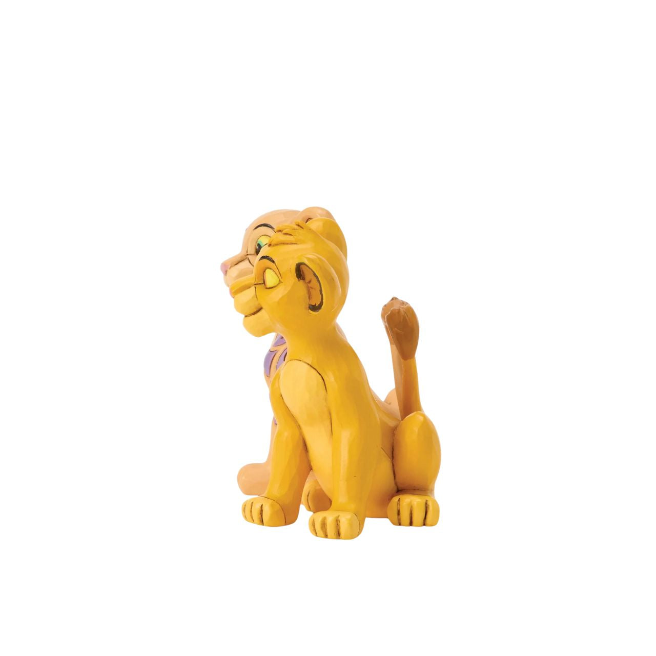 Celebrate the circle of love with Simba and Nala from Disney's Lion King, with this charming Jim Shore design featuring the young pair. Their tails form a heart as they sit close, adorned with Jim Shore's signature rosemaling and floral flourishes.
