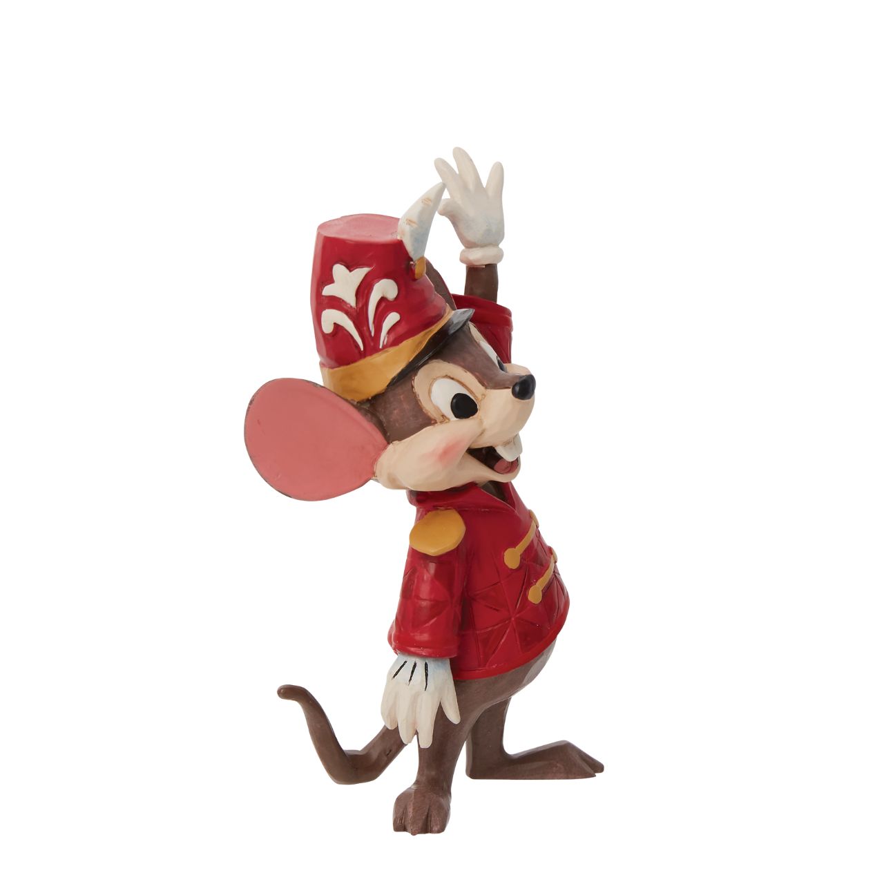 Disney Timothy Mouse Mini Figurine  Timothy Q. Mouse is the beloved guardian and mentor of Dumbo, the flying elephant, from Disney's 1941 animated feature film. With a heavy Brooklyn accent and chipper disposition, Timothy waves in this dashing miniature by Jim Shore.