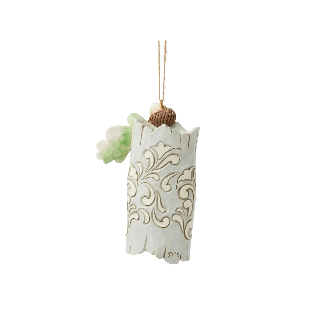 This delightful Jim Shore ornament features a charming owl nestled comfortably in the hole of an acorn tree, capturing the serenity of woodland life. With intricate detailing, this piece adds a touch of nature-inspired charm to your holiday tree.