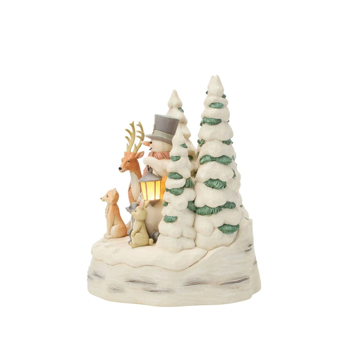 Embrace the peaceful beauty of winter with this enchanting LED snowman from Jim Shore's White Woodland collection.