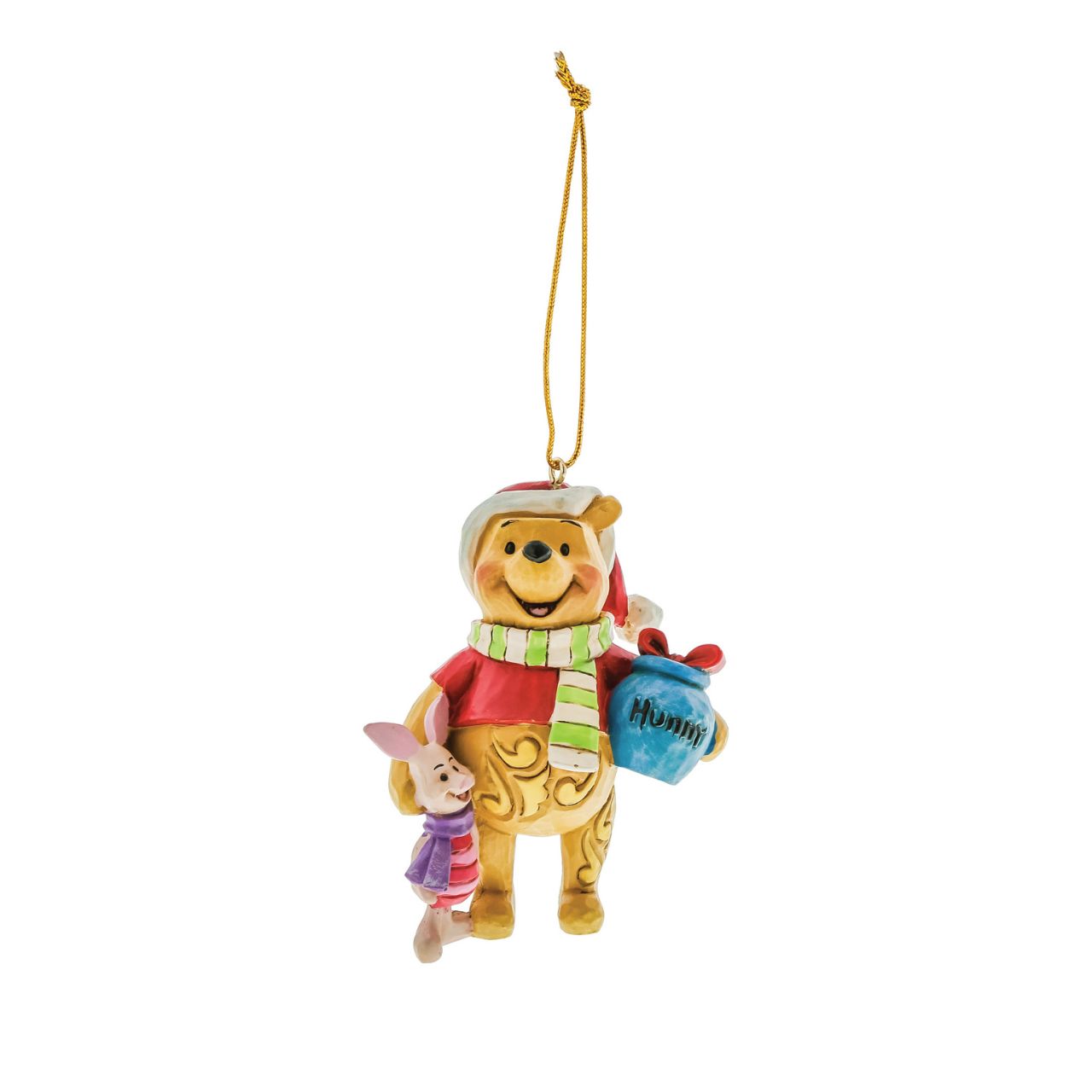 Add some friendship to your Christmas tree this season with Winnie the Pooh and Piglet. Designed by award-winning artist and sculptor Jim Shore. The hanging ornament is made from cast stone. Product is supplied in branded gift packaging.