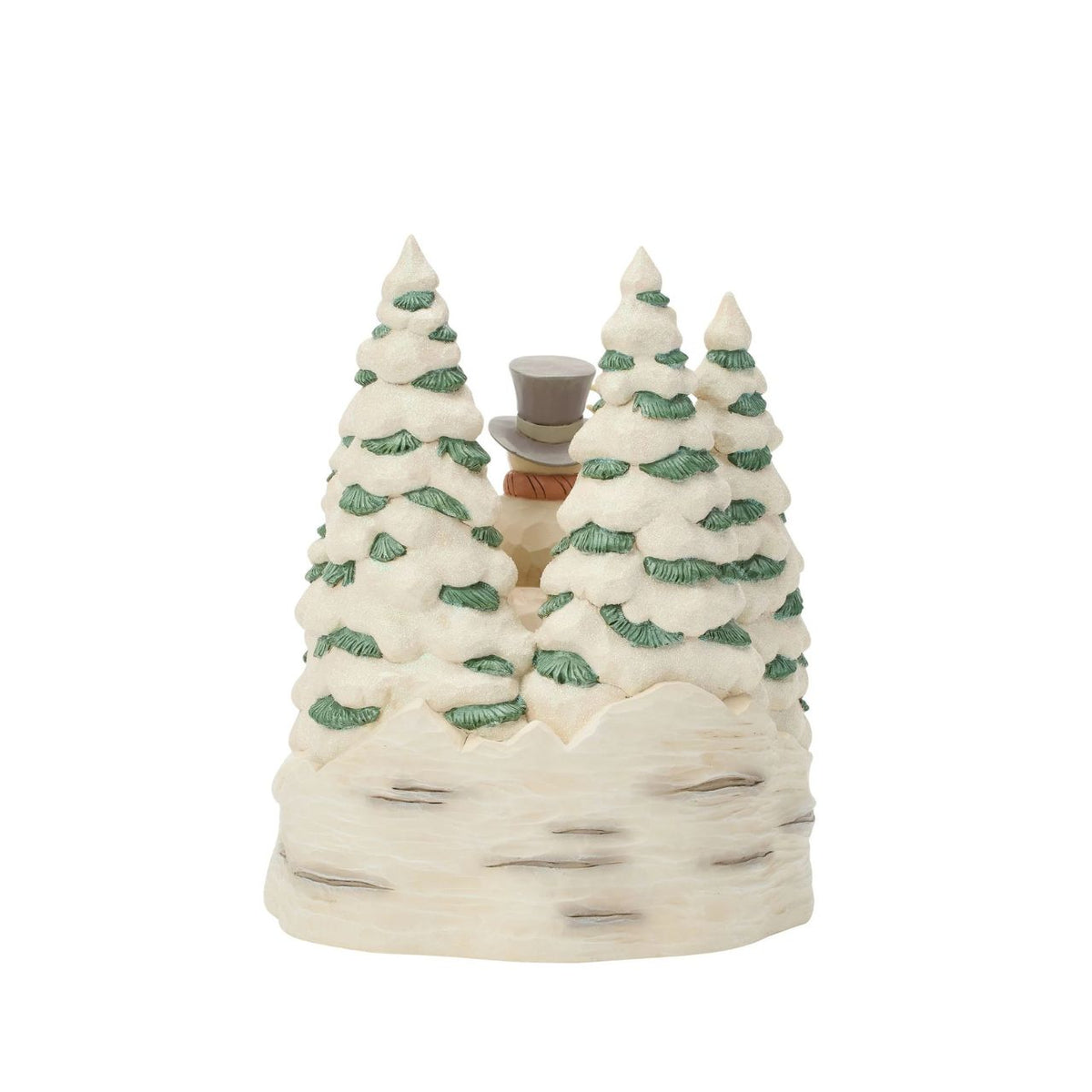 Embrace the peaceful beauty of winter with this enchanting LED snowman from Jim Shore's White Woodland collection.
