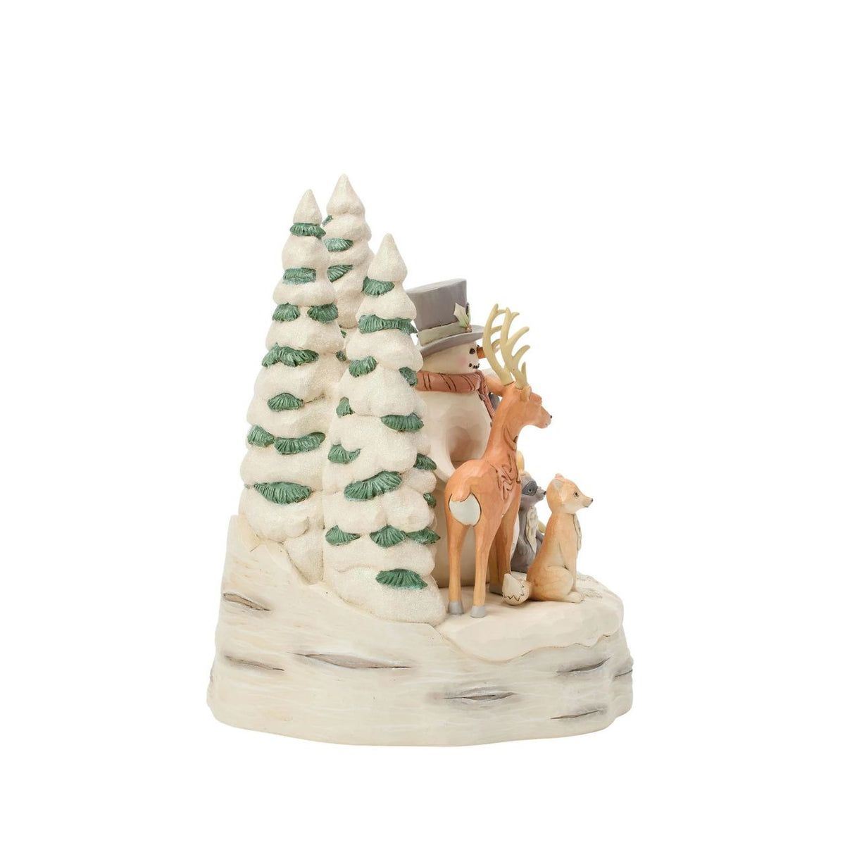 Embrace the peaceful beauty of winter with this enchanting LED snowman from Jim Shore's White Woodland collection.